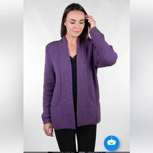 Peruvian Link Sweater Womens One Size Purple Alpaca Cardigan Open Front Peru